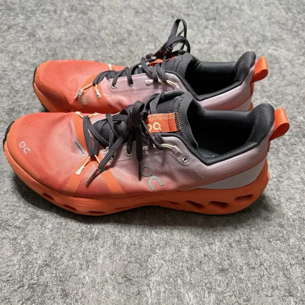 On Cloudsurfer Trail Waterproof Flame Dustrose Running Shoes Womens US Size 10